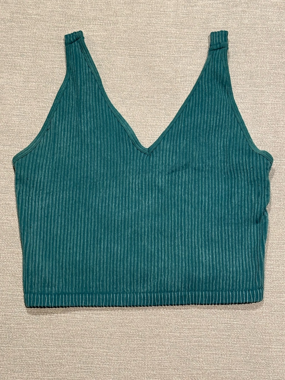 90 Degree By Reflex Teal Ribbed V-Neck Crop Tank